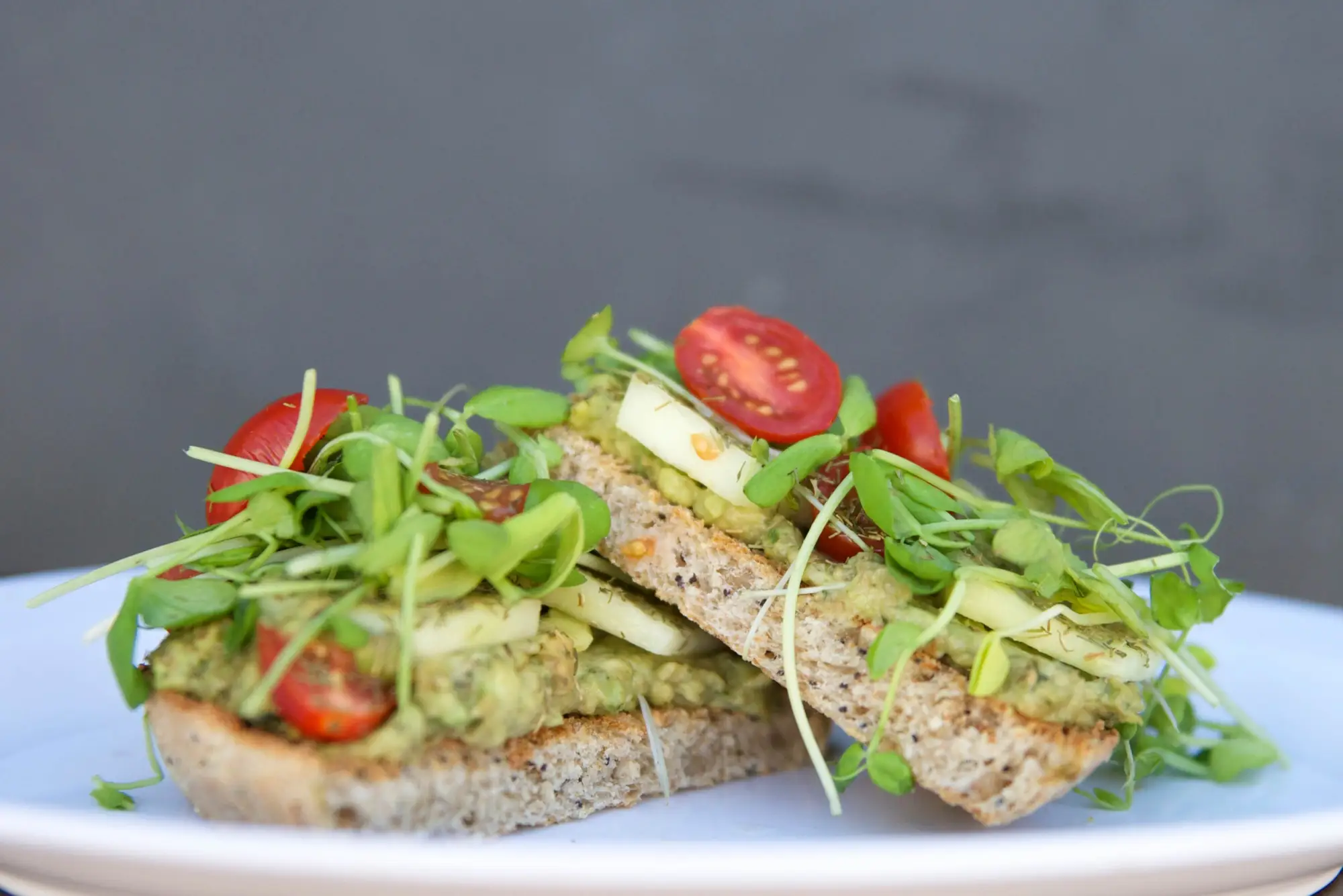 Avocado Toast cucumber dill At The Living Root Cafe - Vegan Restaurant